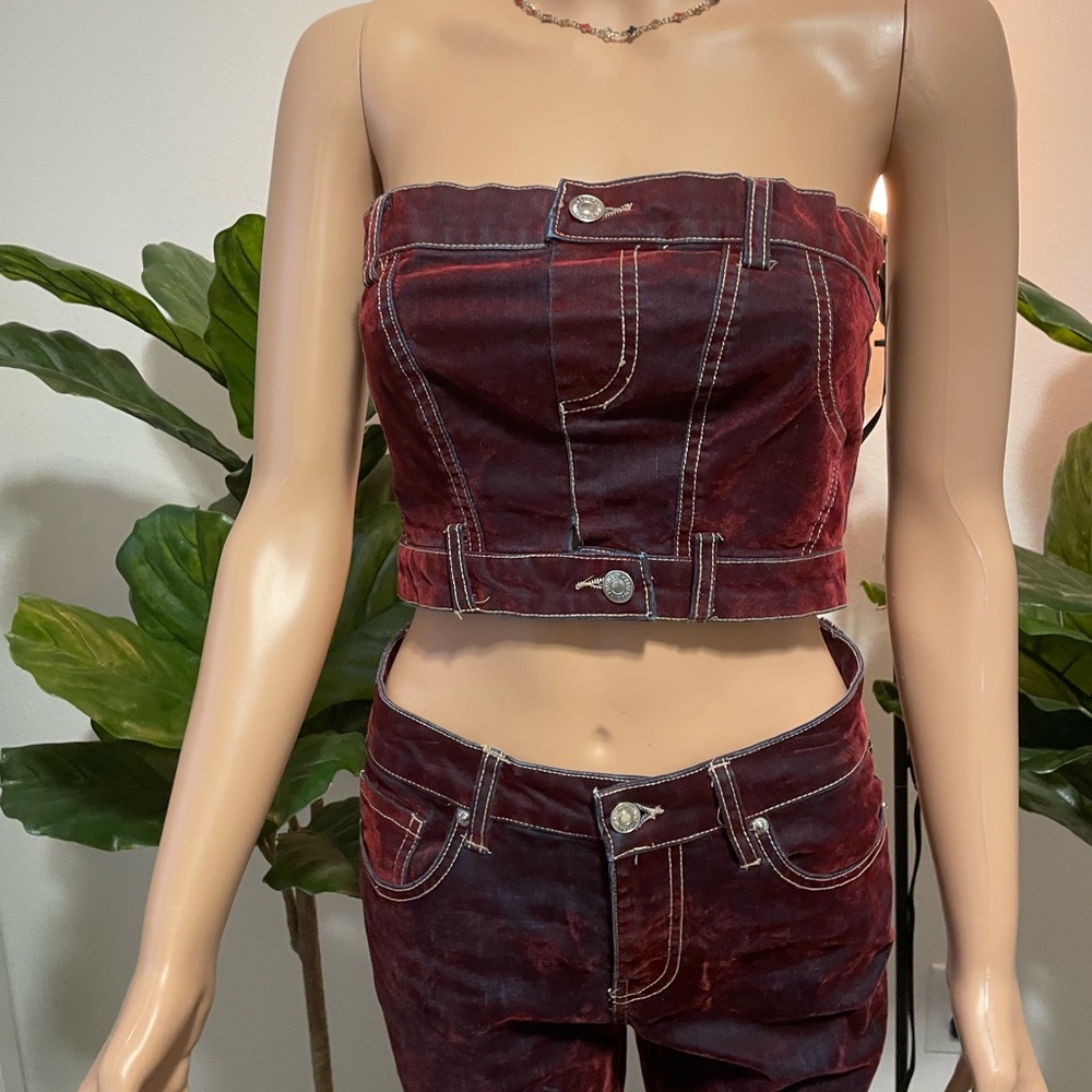 Forever 21 Burgundy Jean Top and Bottom